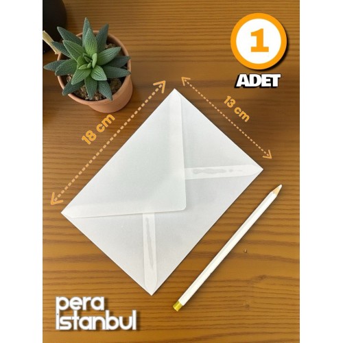 1 Adet Aydınger Transparan Şeffaf Zarf Davetiye Lüks Tebrik Kartı Mektup Mühür Cüzdan