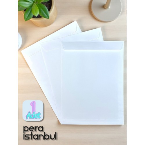 1 Adet 24x32 cm Beyaz Davetiye Lüks Tebrik Kartı Mektup Mühür Cüzdan Büyük Kapasiteli Torba Zarf