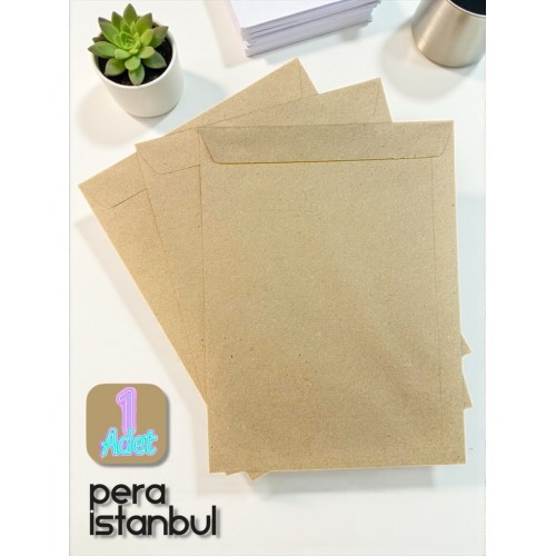 1 Adet 24x32 cm Kraft Davetiye Lüks Tebrik Kartı Mektup Mühür Cüzdan Büyük Kapasiteli Torba Zarf