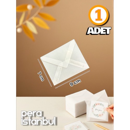 1 Adet 7x9 Aydınger Transparan Şeffaf Zarf Davetiye Lüks Tebrik Kartı Mektup Mühür Cüzdan