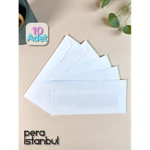 10 Adet Diplomat Beyaz Davetiye Lüks Tebrik Kartı Mektup Mühür Cüzdan Büyük Zarf 105x240mm