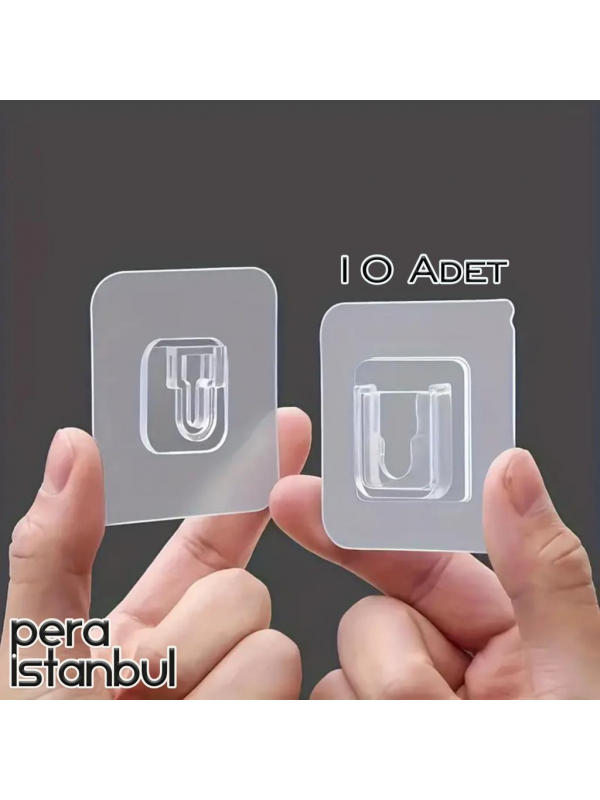 10 Adet Süper Güçlü Şeffaf Çerçeve Askısı Resim Mutfak Kancası Kendinden Yapışkanlı Şeffaf Yapışkan