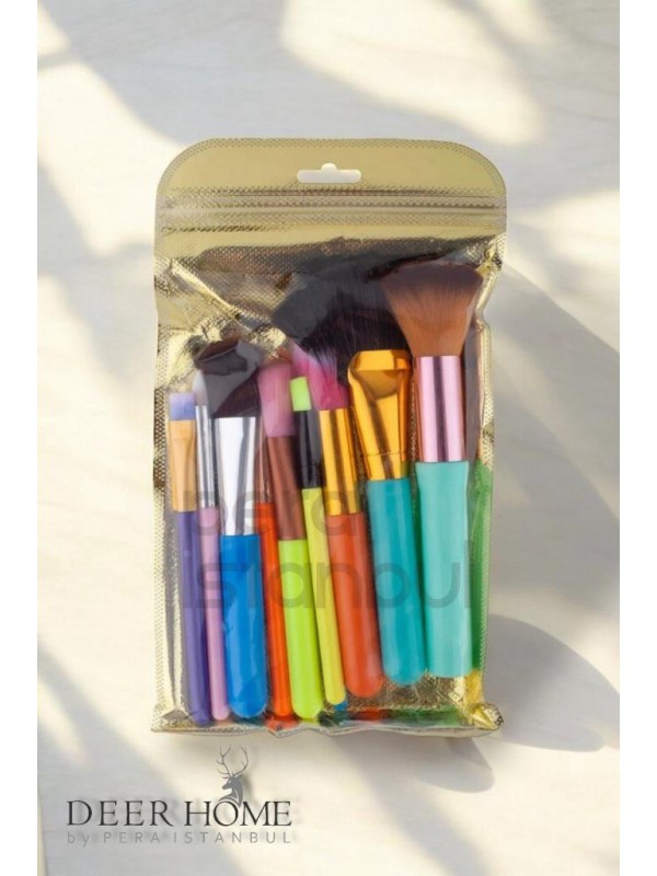 10'lu Rengarenk Temel Makyaj Fırçası Seti