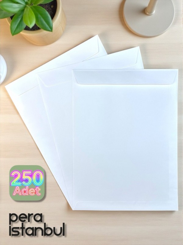 250 Adet 24x32 cm Beyaz Davetiye Lüks Tebrik Kartı Mektup Mühür Cüzdan Büyük Kapasiteli Torba Zarf