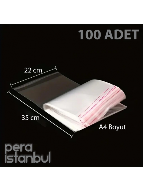 100 Adet 22x35 Kendinden Yapışkanlı Açılıp Kapanabilir Şeker Kurabiye Şeffaf Plastik Poşet Torba