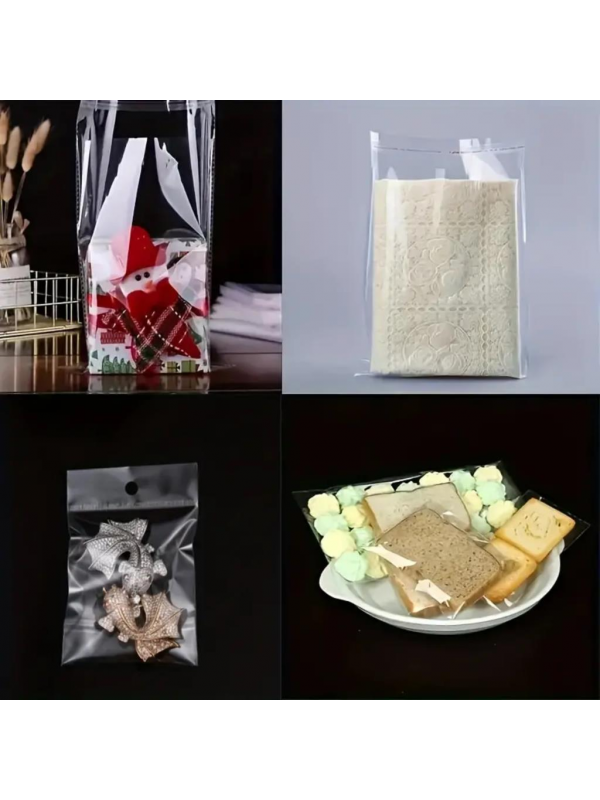 100 Adet 8x15 Kendinden Yapışkanlı Açılıp Kapanabilir Şeker Kurabiye Şeffaf Plastik Poşet Torba