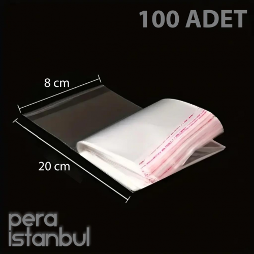 100 Adet 8x20 Kendinden Yapışkanlı Açılıp Kapanabilir Şeker Kurabiye Şeffaf Plastik Poşet Torba