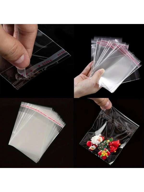 1000 Adet 8x20 Kendinden Yapışkanlı Açılıp Kapanabilir Şeker Kurabiye Şeffaf Plastik Poşet Torba