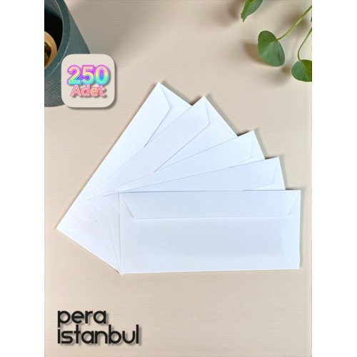 250 Adet Diplomat Beyaz Davetiye Lüks Tebrik Kartı Mektup Mühür Cüzdan Büyük Zarf 105x240mm