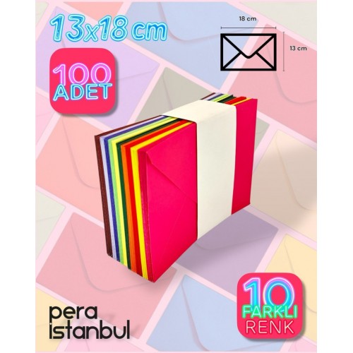 100 Adet Karışık 10 Farklı Renk Hediye Doğum Günü Dilekleri Düğün Para Davetiye Mektup Zarfı