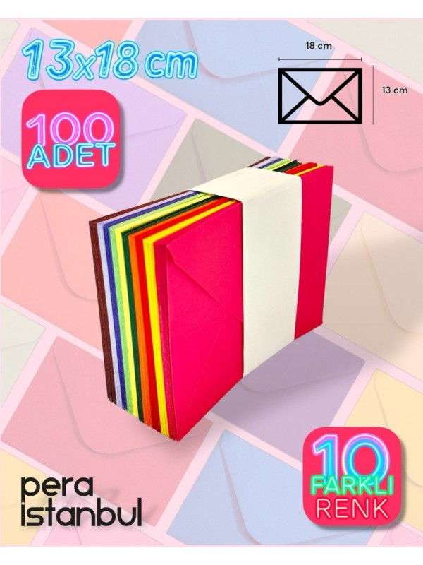 100 Adet Karışık 10 Farklı Renk Hediye Doğum Günü Dilekleri Düğün Para Davetiye Mektup Zarfı