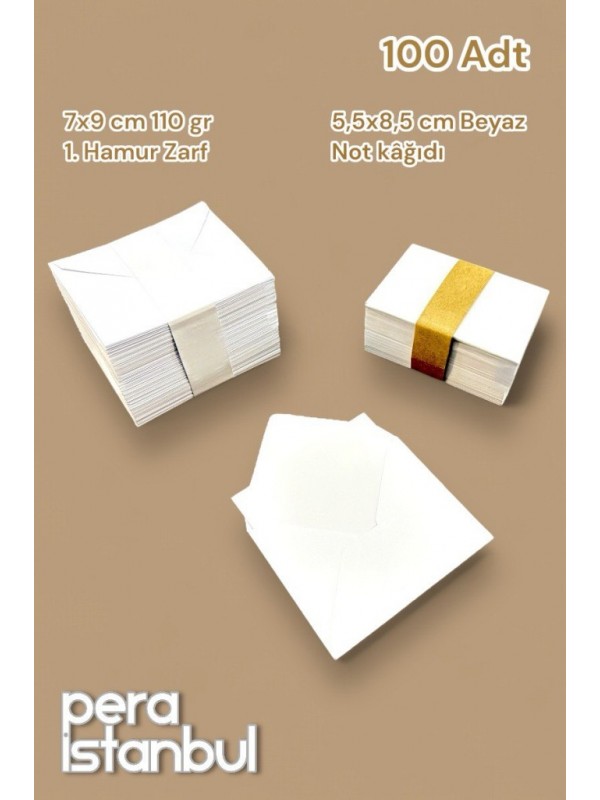 100 Adet Mini Zarf 70mmx90mm Beyaz Zarf Hediye Doğum Günü Dilekleri Zarfı Beyaz Not Kartlı