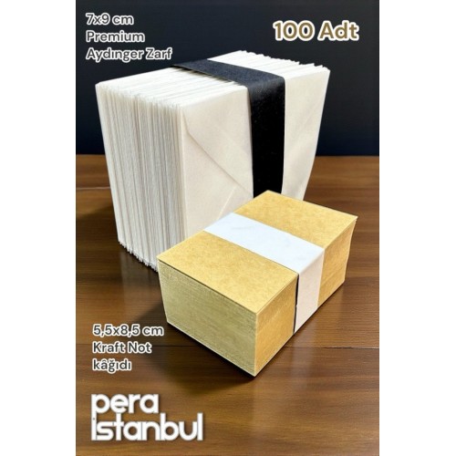100 Adet Mini Zarf 70mmx90mm Aydınger Zarf Hediye Doğum Günü Dilekleri Zarfı Kraft Not Kartlı