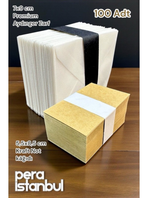 100 Adet Mini Zarf 70mmx90mm Aydınger Zarf Hediye Doğum Günü Dilekleri Zarfı Kraft Not Kartlı
