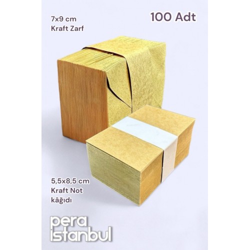 100 Adet Mini Zarf 70mmx90mm Kraft Zarf Hediye Doğum Günü Dilekleri Zarfı Kraft Not Kartlı