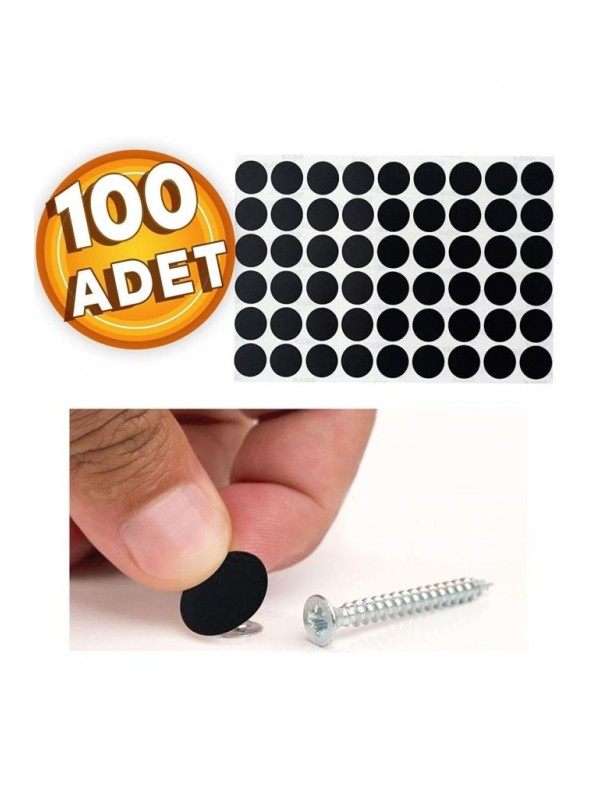 100 Adet Siyah Ahşap Mobilya Dolapları Için Kendinden Yapışkanlı Vida Tapası Tıpası Kapatıcı