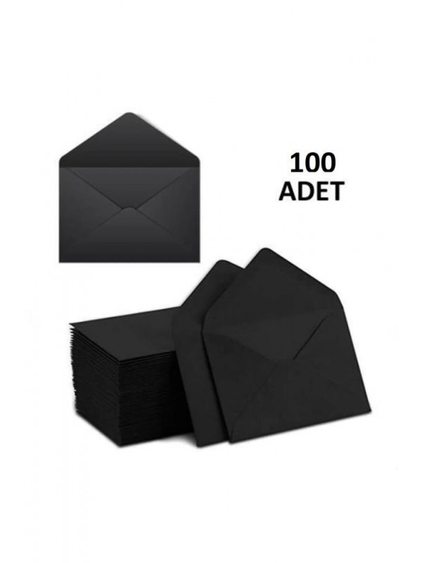 100 Adet Siyah Renkli Küçük Zarf 7x9