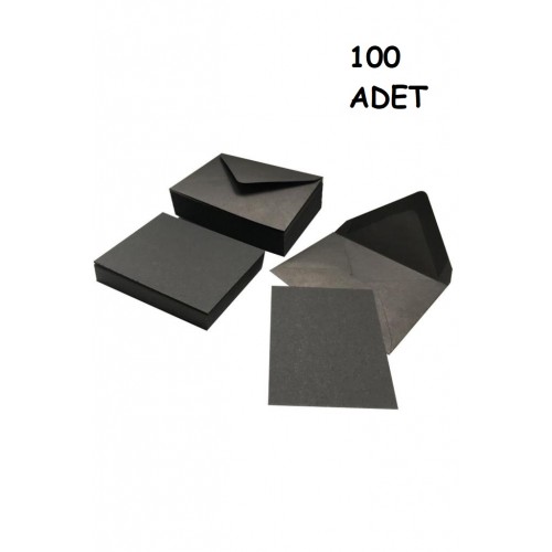 100 Adet Siyah Renkli Küçük Zarf 7x9