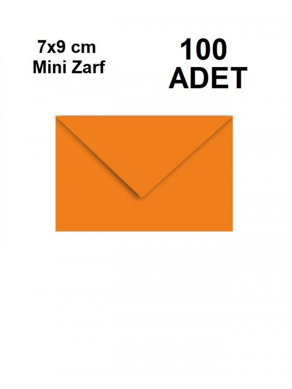 100 Adet Turuncu Renkli Küçük Zarf 7x9