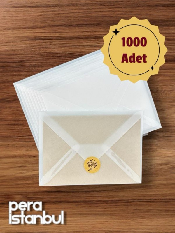 1000 Adet 13*18 Aydınger Şeffaf Transparan Zarf Büyük Davetiye Lüks Tebrik Kartı Mektup Mühür