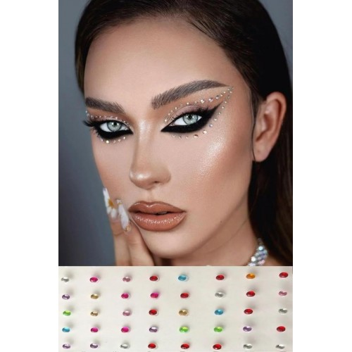 100 Adet Işıltılı Renkli Mücevher Sticker Kendinden Yapışkanlı Mücevher Tırnak Yüz Ve Vücut Çıkartma