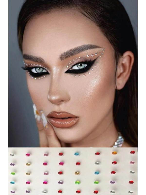 100 Adet Işıltılı Renkli Mücevher Sticker Kendinden Yapışkanlı Mücevher Tırnak Yüz Ve Vücut Çıkartma