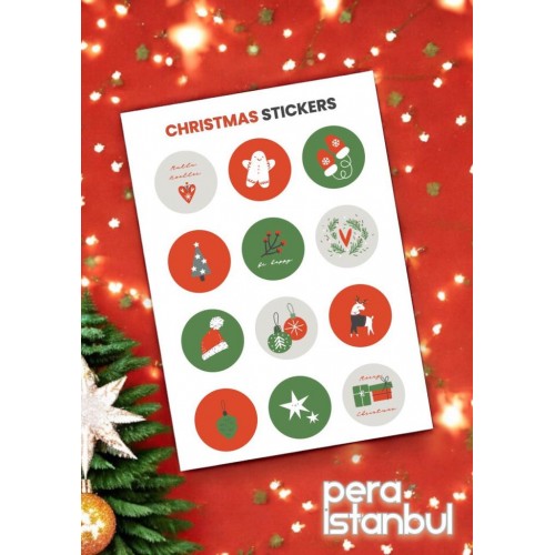 12 Adet 35mm Yılbaşı Hediye Kartı Etiketleri Yeni Yıl Hediye Paketi Sticker Seti