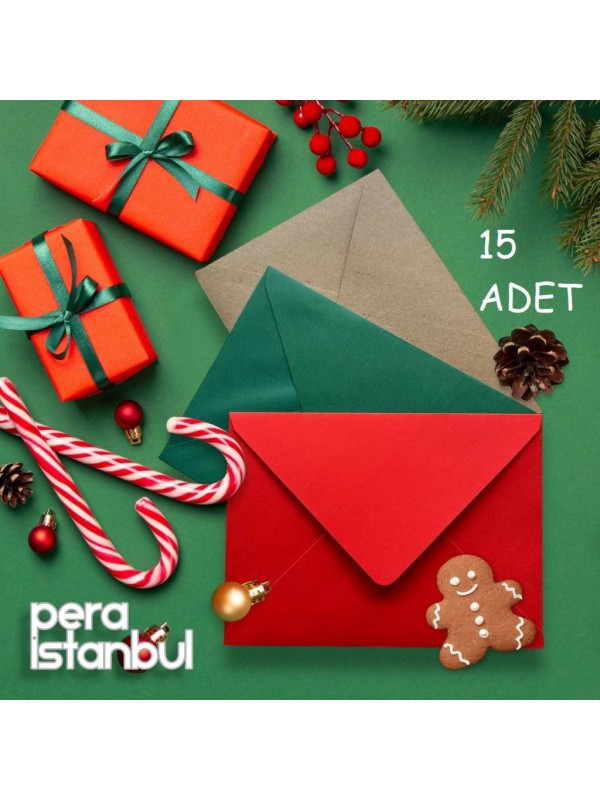 15 Adet Yılbaşı Yeni Yıl Temaları Renkli Küçük Zarf 7x9