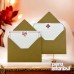 2 Adet Kratf 13x18 Zarf ve 1 Adet I Love You Desenli 1 Adet Özel Amblem Desenli Hediye Not Kartı Set