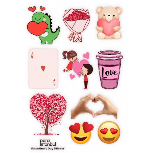2 Adet Renkli Sevgililer Günü Özel Sticker ve Hediyelik Sticker Seti Sevgililer Günü Yıl Dönümü