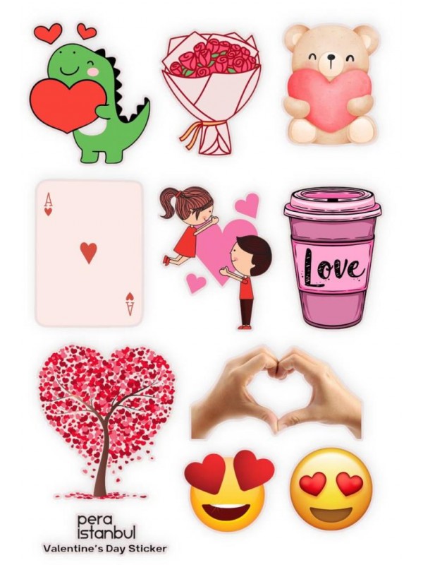 2 Adet Renkli Sevgililer Günü Özel Sticker ve Hediyelik Sticker Seti Sevgililer Günü Yıl Dönümü