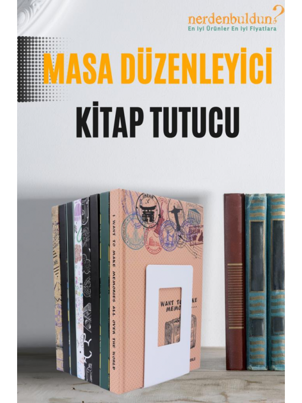 Tekli Beyaz Masa Düzenleyici Kaymaz Dekoratif Kitap Ayağı Ofis Dekoratif Metal Kitap Tutucu
