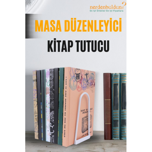 Tekli Beyaz Masa Düzenleyici Kaymaz Dekoratif Kitap Ayağı Ofis Dekoratif Metal Telli Kitap Tutucu