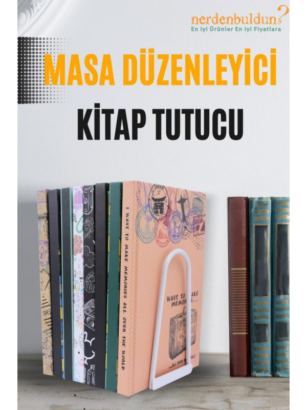 Tekli Beyaz Masa Düzenleyici Kaymaz Dekoratif Kitap Ayağı Ofis Dekoratif Metal Telli Kitap Tutucu