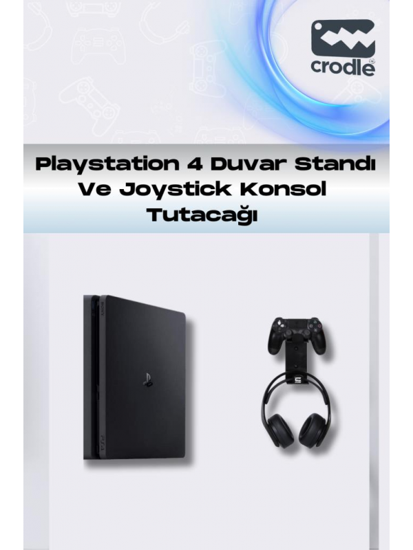 2'li Fırsat Ps4 Slim Ve Ps4 Pro Için Duvar Standı Ve Joystick Konsol Tutacağı Kırılmaz Stand Yerden Tasarruf Gaming Aksesuar