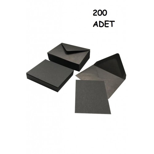 200 Adet Siyah Renkli Küçük Zarf 7x9