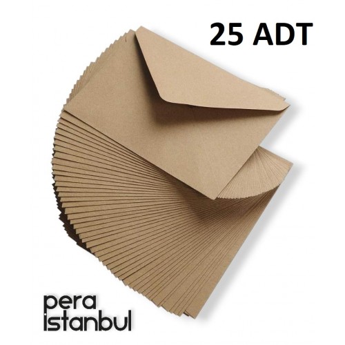 25 Adet Kahverengi Çaycuma Kraft Zarf Davetiye Lüks Tebrik Kartı Mektup Mühür Cüzdan Büyük