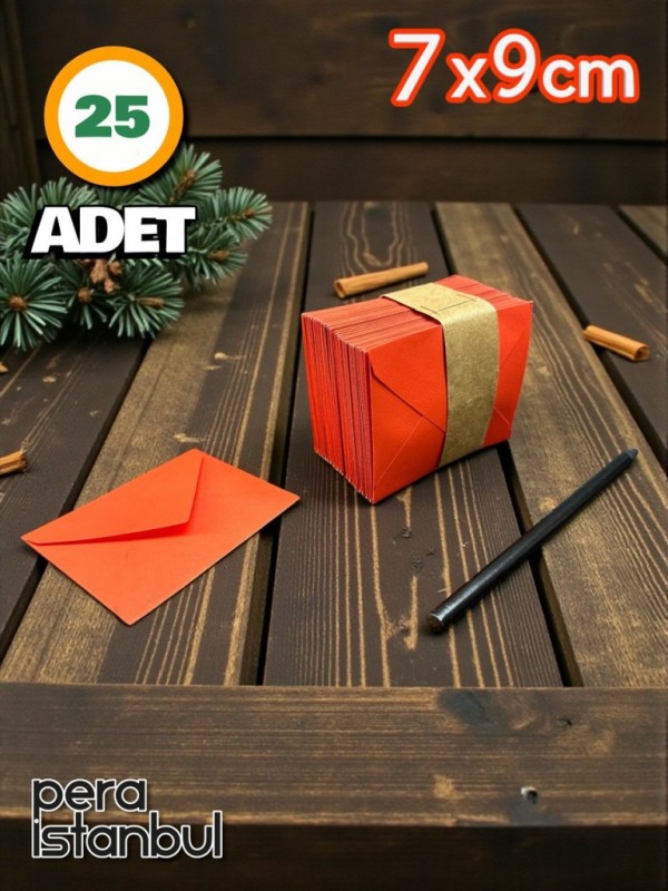 25 Adet Kırmızı Renkli Küçük Zarf 7x9