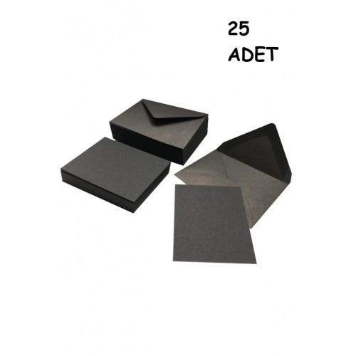25 Adet Siyah Renkli Küçük Zarf 7x9