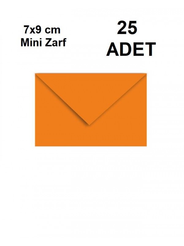 25 Adet Turuncu Renkli Küçük Zarf 7x9