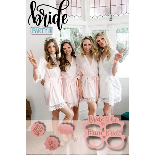 25'li Fırsat Paketi Bekarlığa Veda Partisi Bride Team Bride Full Set Gözlük Silver Dövme Ve Broş Set