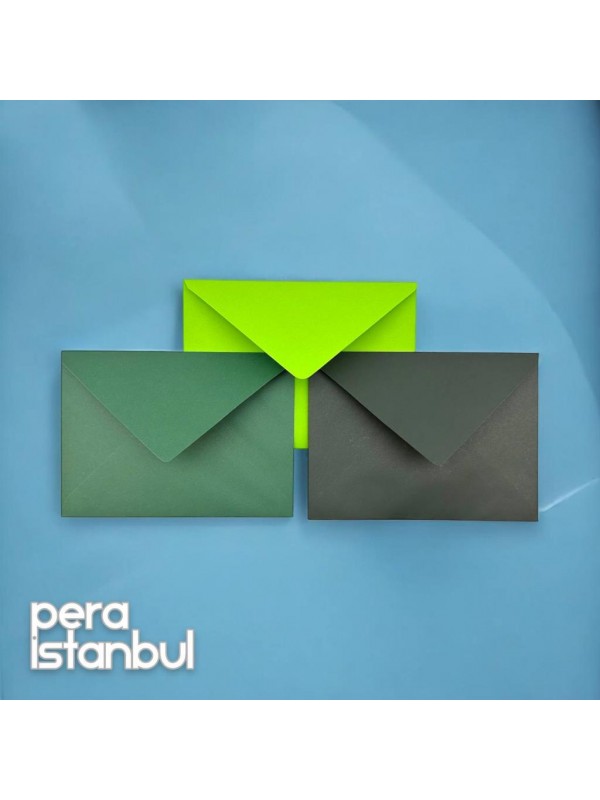 12 Adet 13x18 Yeşil Tonları Davetiye Lüks Tebrik Kartı Mektup Mühür Cüzdan Büyük Kapasiteli Zarf