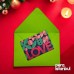3 Adet Renkli 13x18 Zarf ve 3 Adet Love Desenli Sevgililer Günü Hediyelik Not Kartı Seti