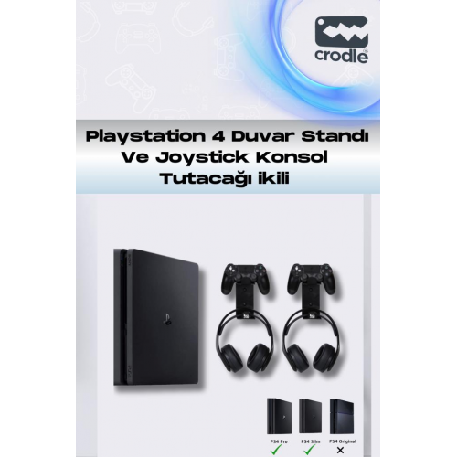 3'lü Fırsat Ps4 Slim Ve Ps4 Pro Için Duvar Standı Ve Joystick Konsol Tutacağı Kırılmaz Stand Yerden Tasarruf Gaming Aksesuar