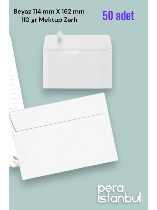 50 Adet 114x162 mm Beyaz Davetiye Lüks Tebrik Kartı Mektup Mühür Cüzdan Büyük Kapasiteli Torba Zarf