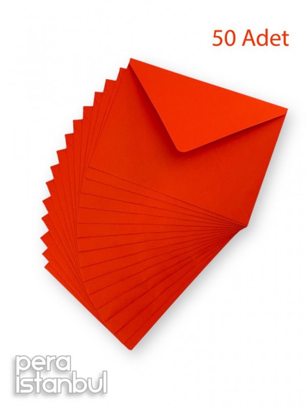 50 Adet 13x18 Kırmızı Davetiye Lüks Tebrik Kartı Mektup Mühür Cüzdan Büyük Kapasiteli Zarf