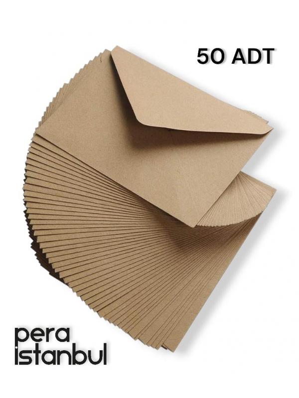 50 Adet Kahverengi Çaycuma Kraft Zarf Davetiye Lüks Tebrik Kartı Mektup Mühür Cüzdan Büyük