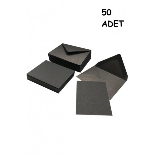 50 Adet Siyah Renkli Küçük Zarf 7x9