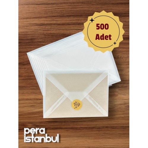 500 Adet 13*18 Kapasiteli Aydınger Şeffaf Zarf Transparan Davetiye Lüks Tebrik Kartı Mektup Mühür