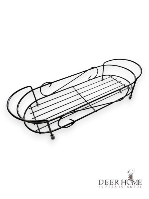 Paslanmaz Siyah Tezgah Üstü Banyo Mutfak Düzenleyici Raf